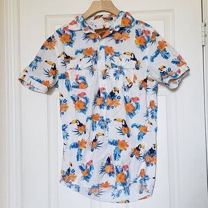Red Camel Men's Tropical Toucan Button-Up Shirt - Size Medium - EUC